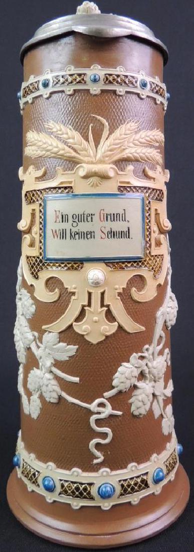 Antique German Mettlach Chocolate Hops / Wheat Stein (1 of 7)