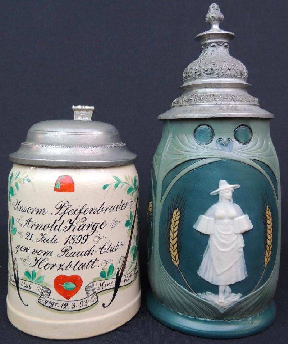 Lot of 2 Antique German Mettlach Steins (1 of 8)