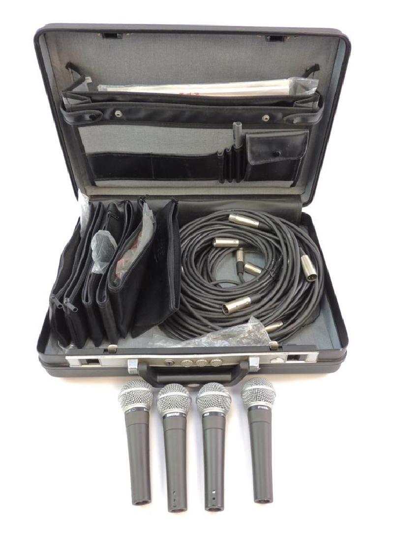 Group of 4 Dynamic Shure Microphones with Cables and (1 of 4)