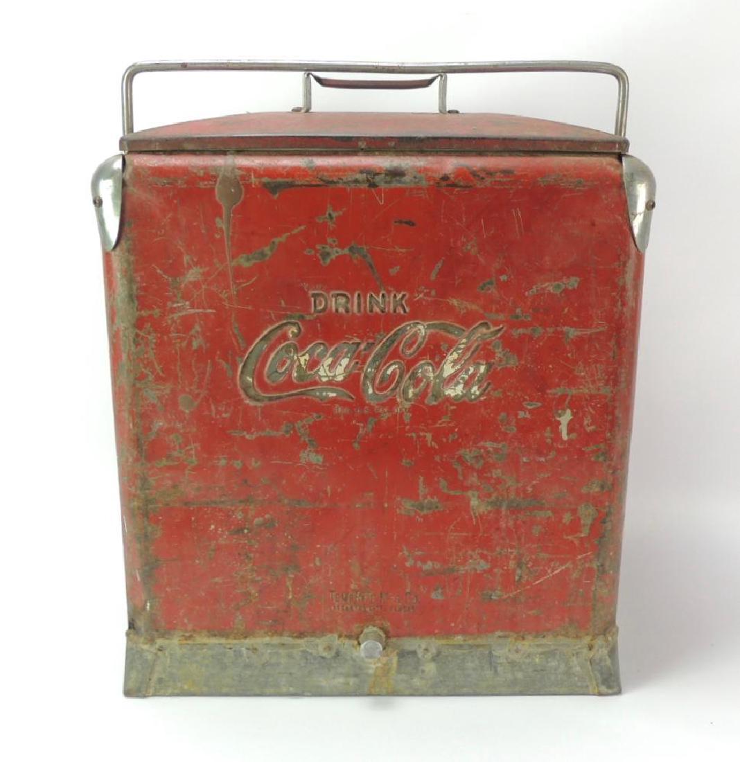 Vintage Coca Cola Advertising Metal Cooler: 17 1/2"x12 1/2"x21"