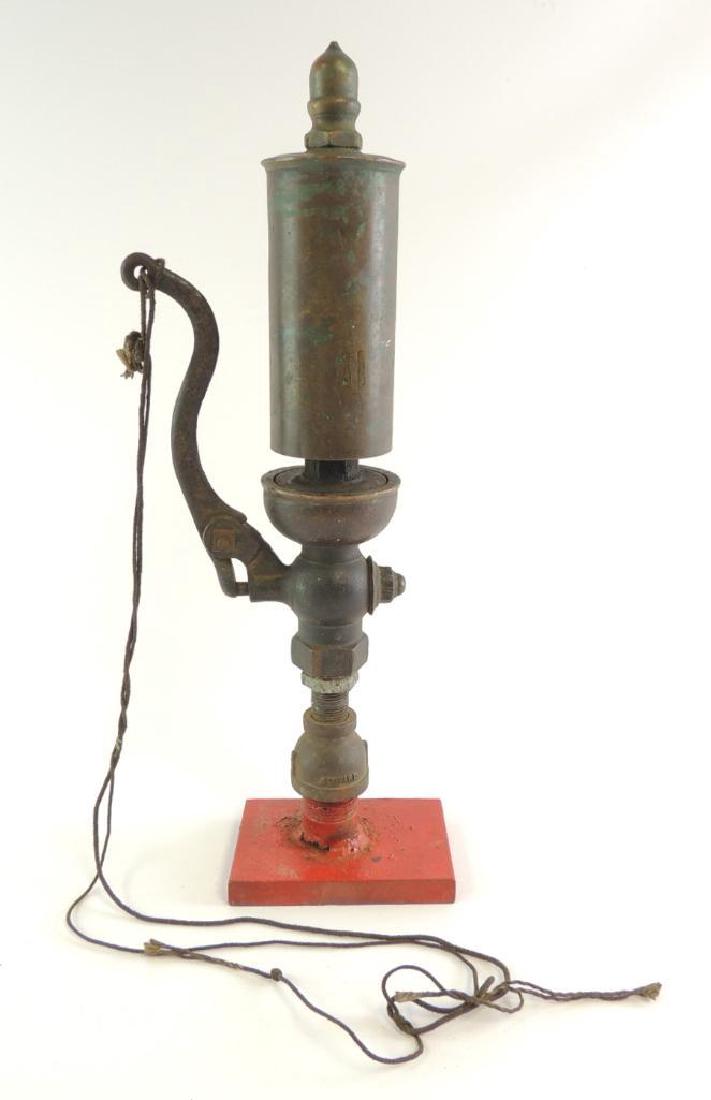 Antique Single Valve Brass Steam Whistle with Stand and (1 of 1)