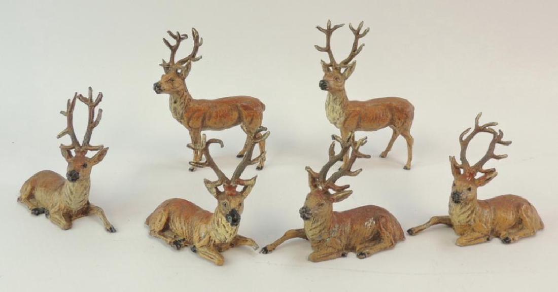 Group of 6 Vintage German Made Metal Reindeer Figurines (1 of 4)
