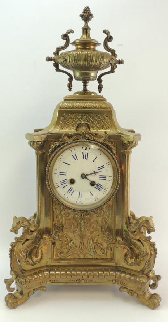 Ornate Antique Brass Mantle Clock (1 of 6)
