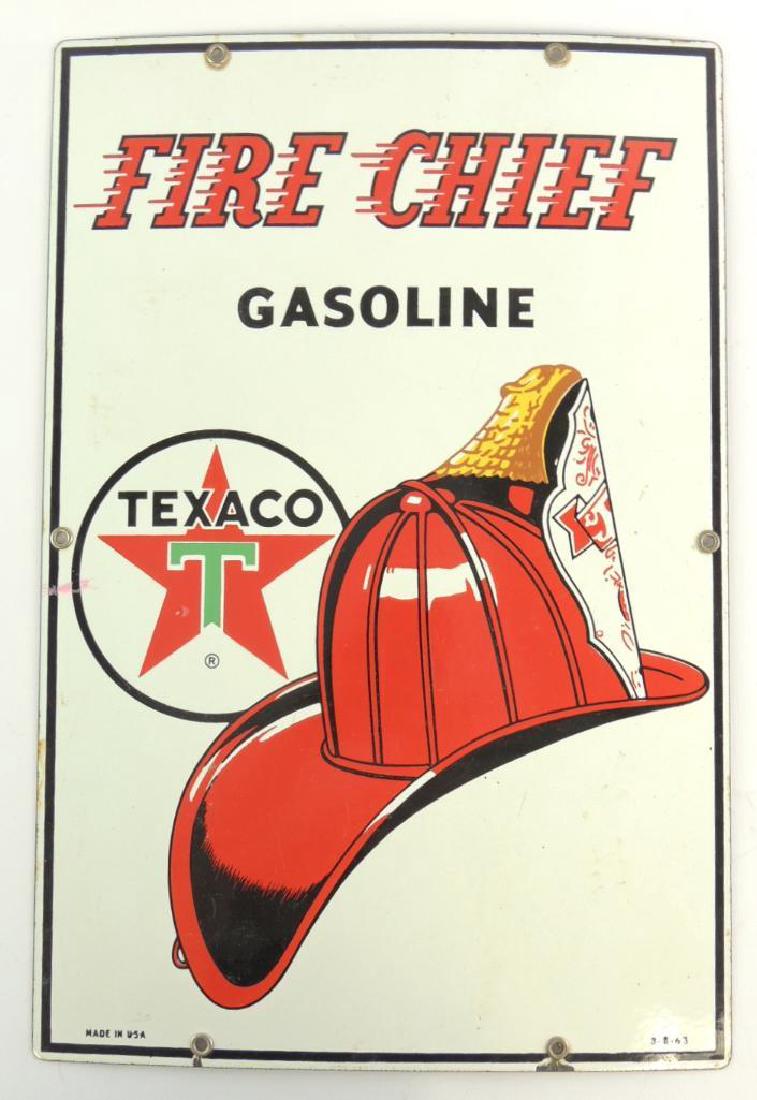 Vintage Texaco Fire Chief Gasoline Porcelain Pump Plate (1 of 2)