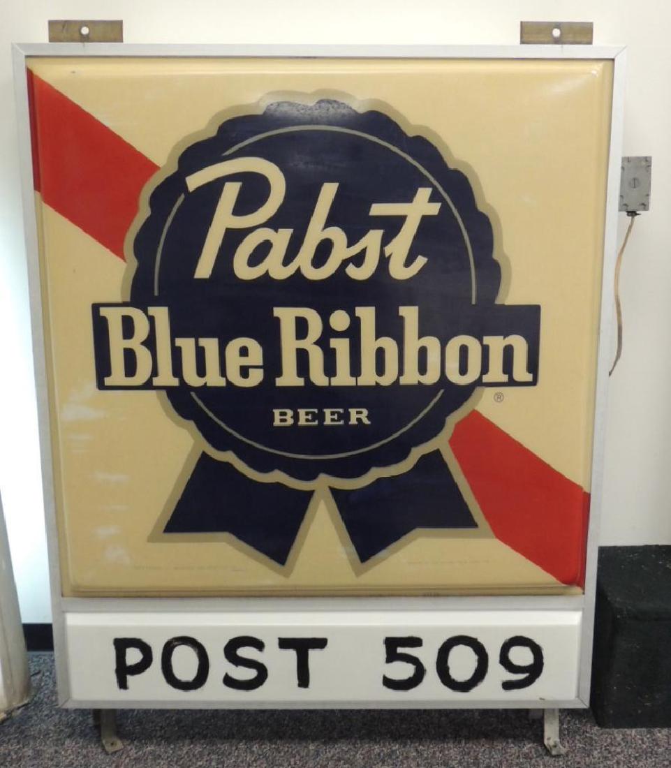 Vintage Pabst Blue Ribbon Double Sided Light Up: Exterior Light, Post 509, 50"x65", Working Condition, No Shipping Available On This Item, Pick Up Only