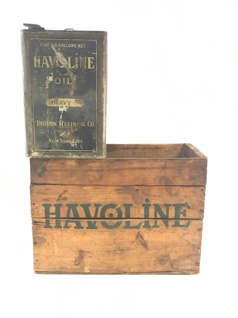 Vintage Havoline Motor Oil Wood Crate and Oil Can (1 of 5)