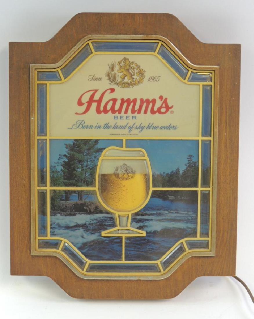 Vintage Hamm's Beer Advertising Light Up Beer Sign: Born in the land of sky blue waters" Working Condition, 14"x18