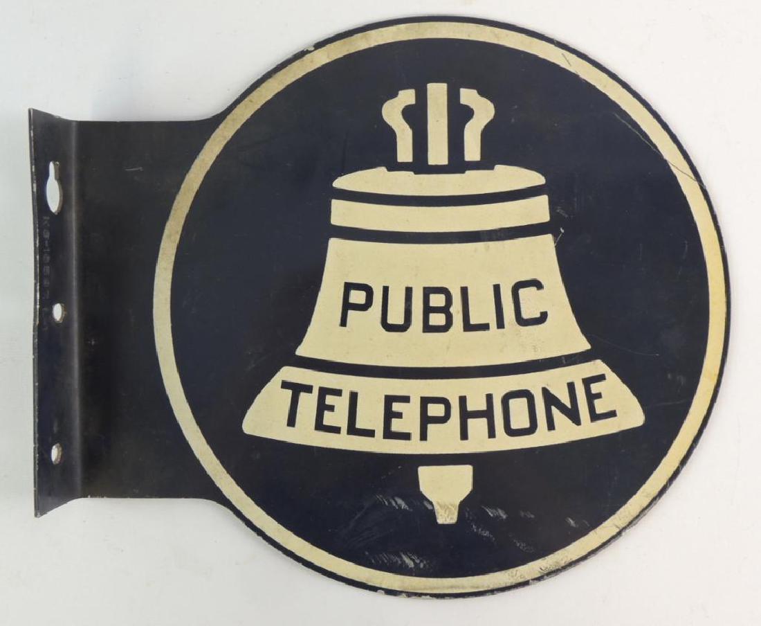 Vintage Bell Systems "Public Telephone" Flanged Metal (1 of 2)