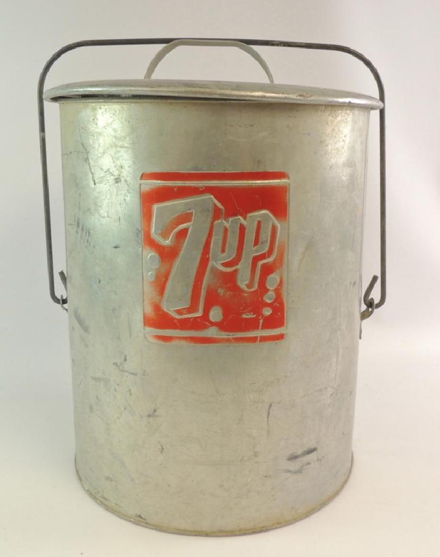 Vintage 7 Up Advertising Metal Cooler with Tray (1 of 4)
