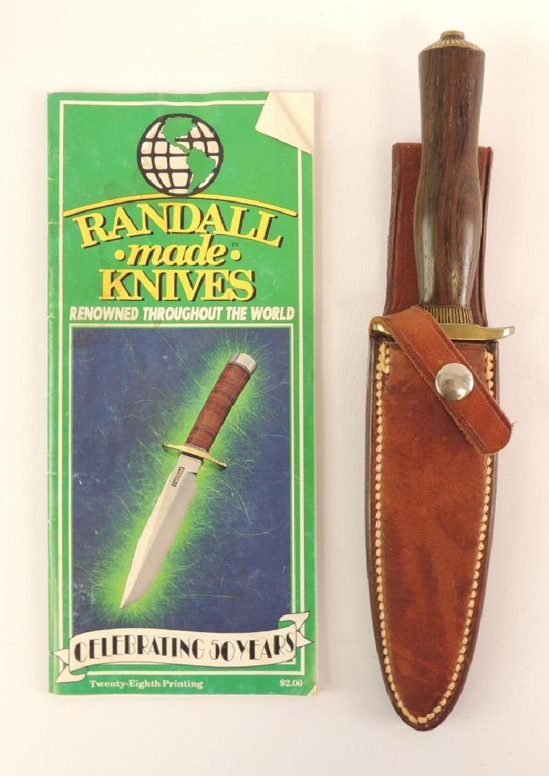 Randall Model 2 Boot Knife with Leather Sheath: 5" Blade, Easter Indian Rosewood Commando Style Handle Double Brass Hilt, Scalloped Brass But Cap to Match it's Scalloped Brass Hilt Collar, Model "B" Randal Made Sheath, Total Length 9 1/4"
