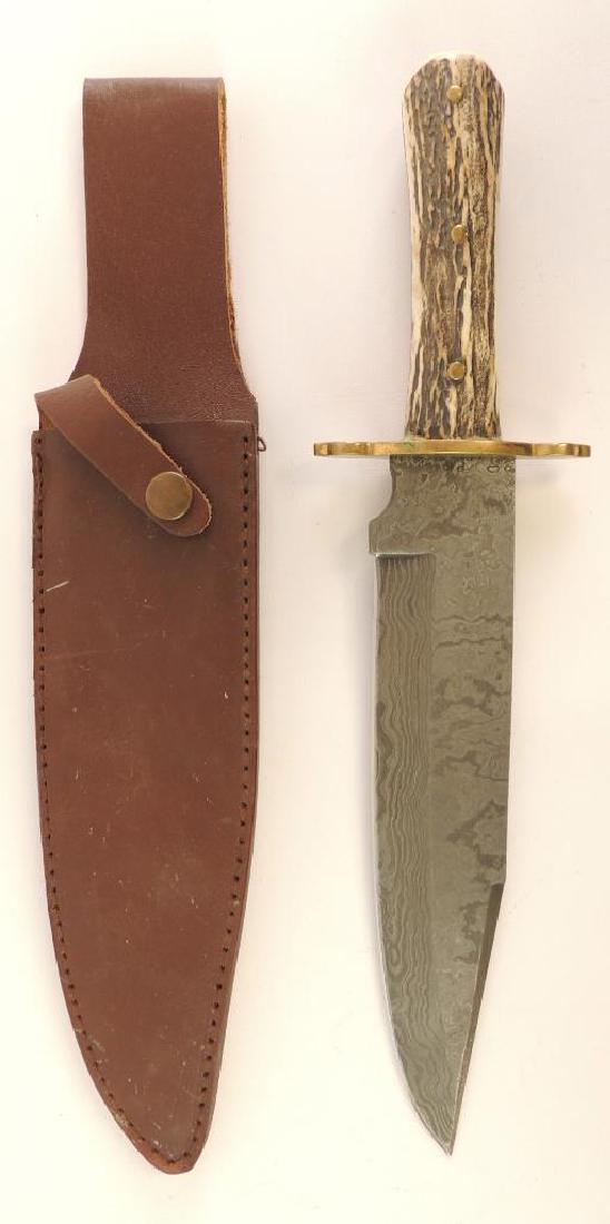 Whitetail Cutlery Stag Handle Bowie Knife with Leather: 14"