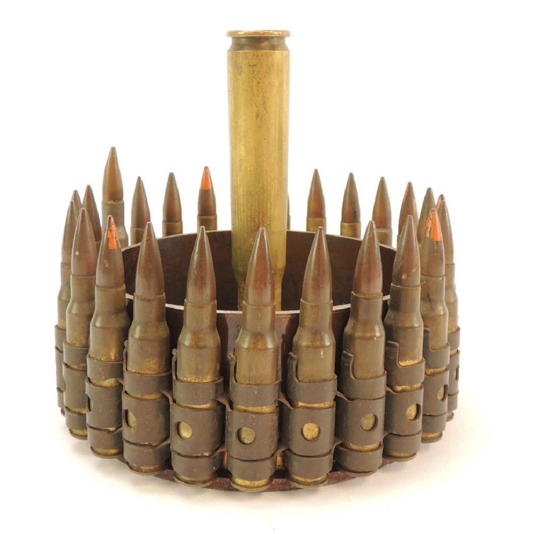 WW2 U.S. Trench Art Machine Gun Rounds Ashtray: 5 1/2"x5 1/2"