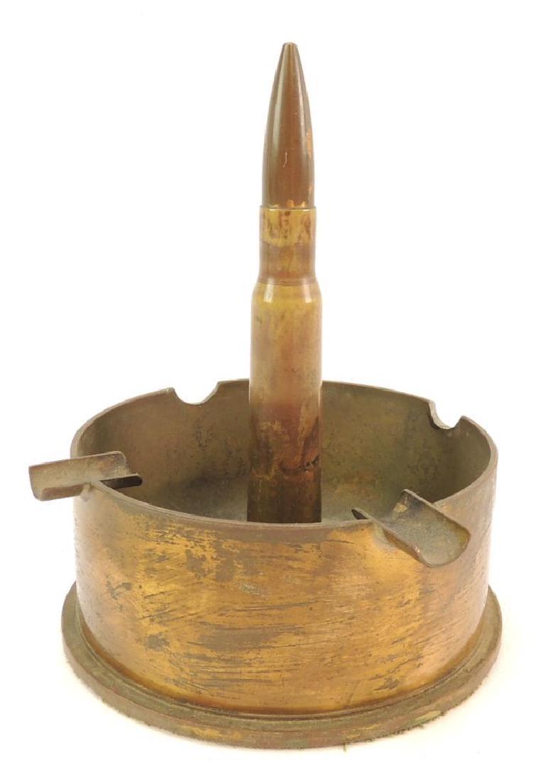 WW2 U.S. Trench Art Cannon Shell Ashtray: 5"x6"