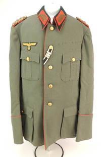 WW2 German Army General Tunic with Spangle and Others: Army General Tunic with Rank of Generalleutnant. Includes Bullion Collar Tabs, Bullion General Breast Eagle, WW1 Iron Cross Ribbon in Button Hole with Frosted Spange, Loops for Long Ribbon Bar, Loops