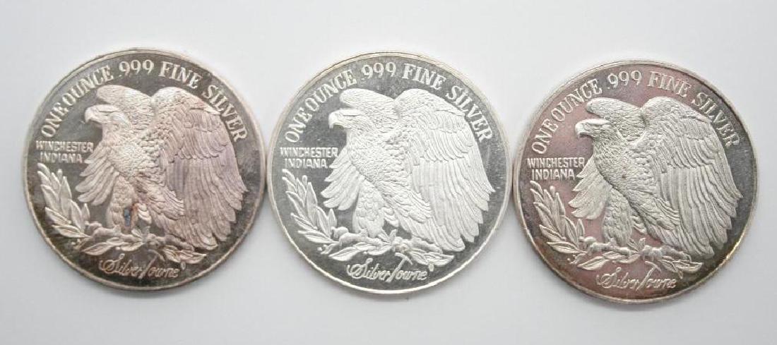 Lot of 3 SilverTowne 1 troy oz. .999 Fine Silver Rounds (1 of 2)