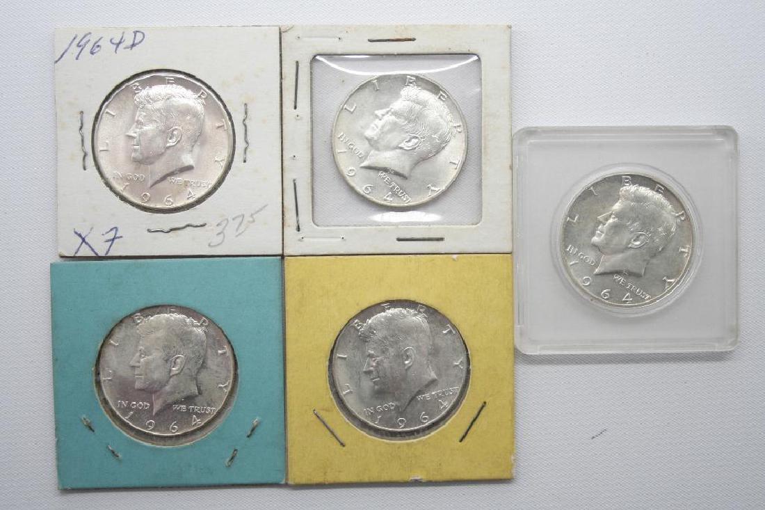 Lot of 5 Kennedy Half Dollars : 1964 (1 of 12)