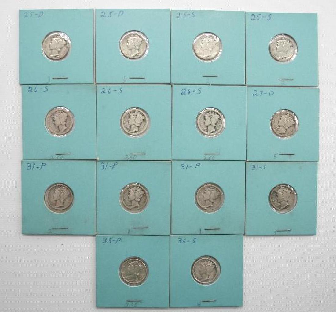 Group of 14 Mercury Dimes : 1925-1936 (1 of 12)