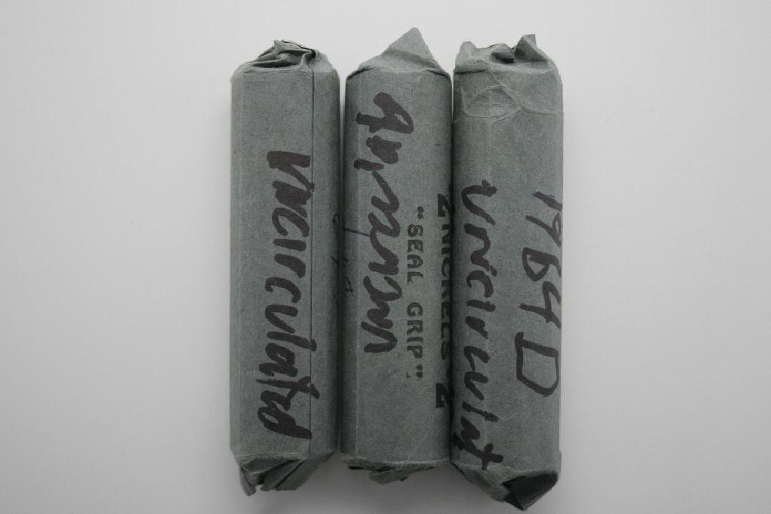 3 Rolls of 1964 Jefferson Nickels : Marked 1964-P and (1 of 2)