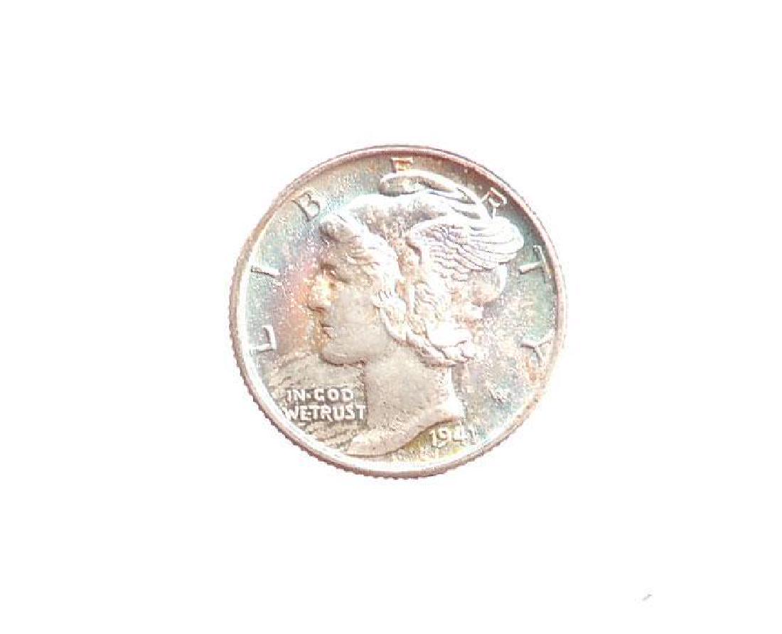 1941-D Mercury Dime: toned brilliant uncirculated