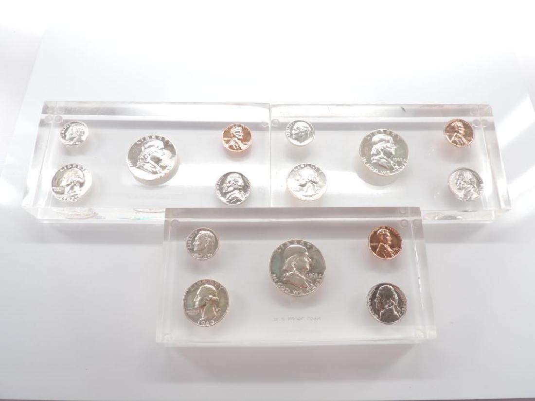 Lot of 3 U.S. Proof Sets Encased in Lucite : all 1963 (1 of 4)