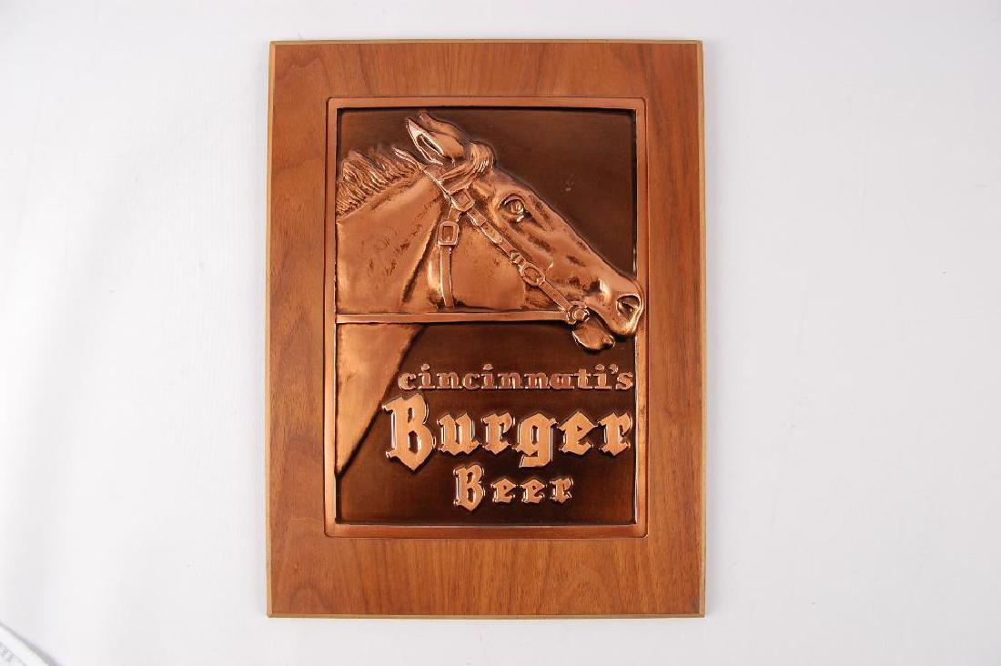 Vintage Cincinnati's Burger Beer Advertising Copper: Art by Bruce Fox, Circa 1950's, 10 1/2"x14"