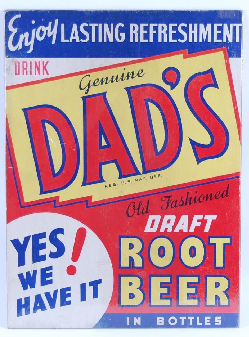 Vintage Dad's Root Beer Cardboard Advertising Poster: 14"x19"