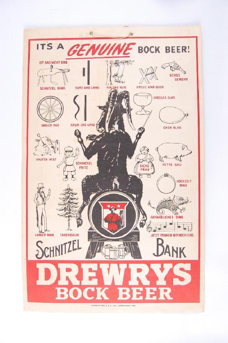 Vintage Drewrys Bock Beer "Schnitzel Bank" Cardboard (1 of 1)