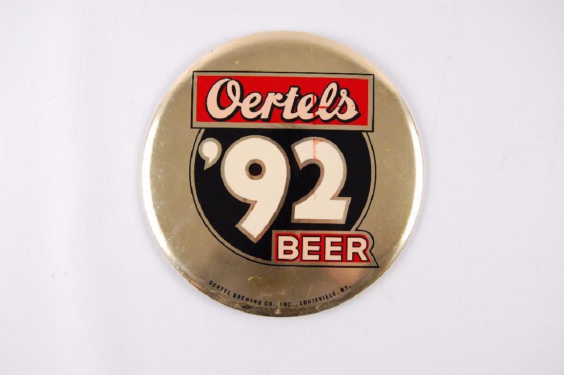 Vintage Oertels '92 Beer Tin On Cardboard Advertising (1 of 1)