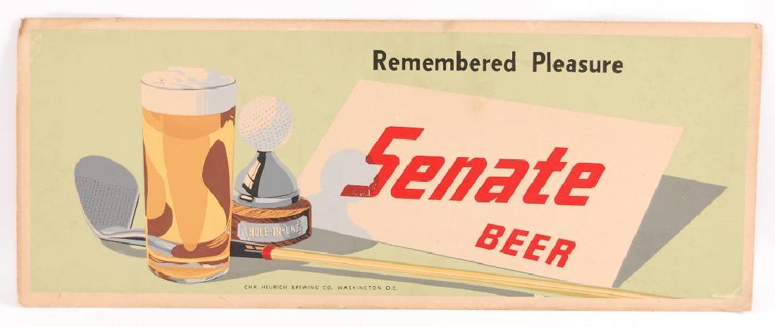 Vintage Senate Beer Cardboard Advertising Trolley Sign (1 of 1)