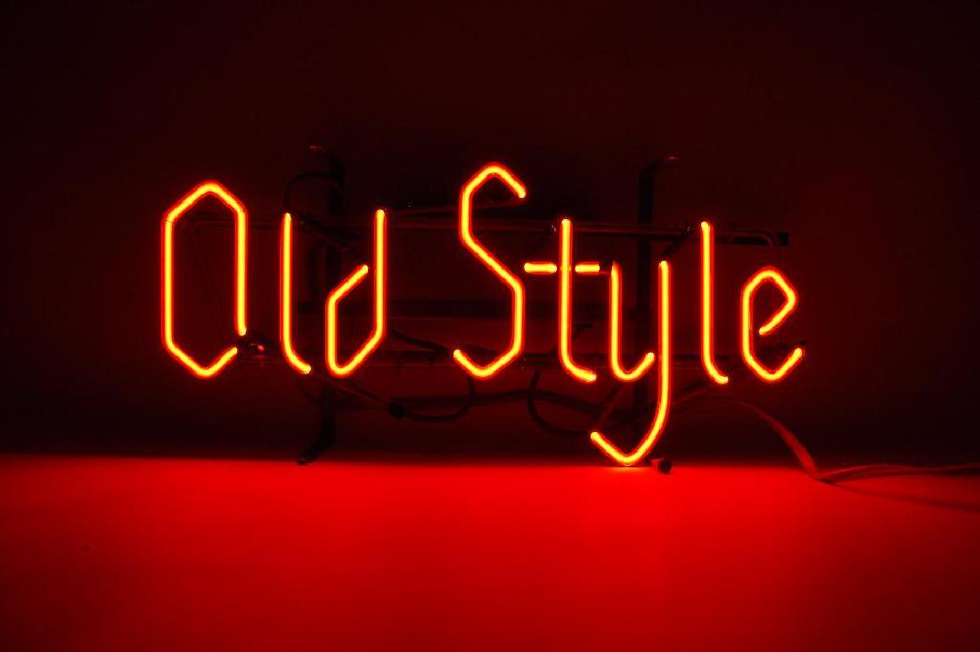 Vintage Old Style Advertising Neon Beer Sign: Working Condition, 22"x10 1/2"