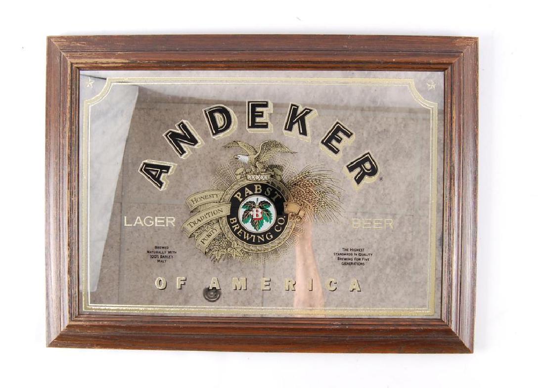 Vintage Pabst Andeker Advertising Beer Mirror: 22 1/2"x16"