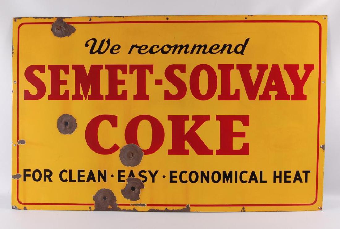 Large Vintage Semet-Solvay Coke Advertising Porcelain (1 of 1)