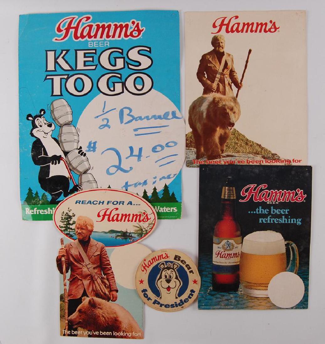 Group of 5 Vintage Hamm's Beer Advertising Signs: Largest 15"x19"