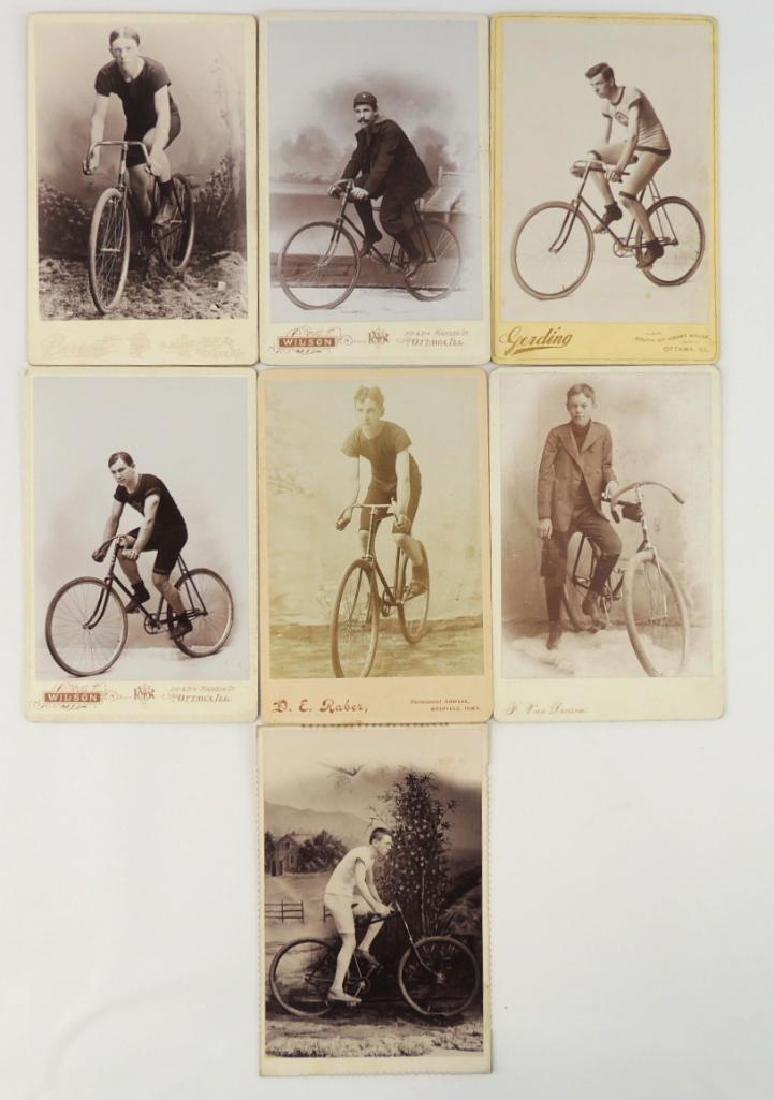 Group of 7 Bicycle Cabinet Card Photographs circa 1900 (1 of 8)