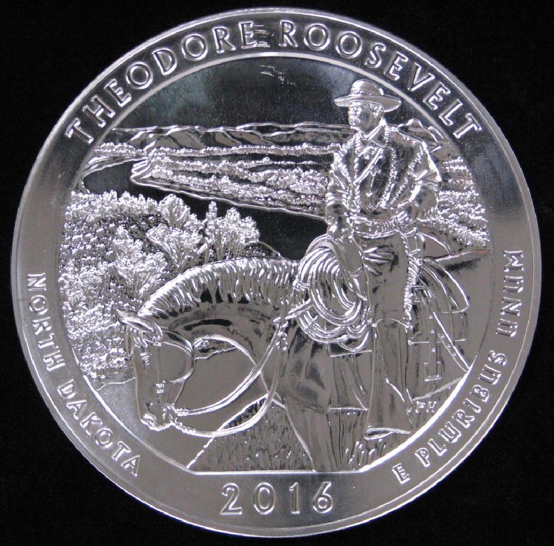2016 "America the Beautiful" Commemorative : 5 oz.: Uncirculated Quarter-Dollar Coin in Acrylic Capsule; Theodore Roosevelt - North Dakota