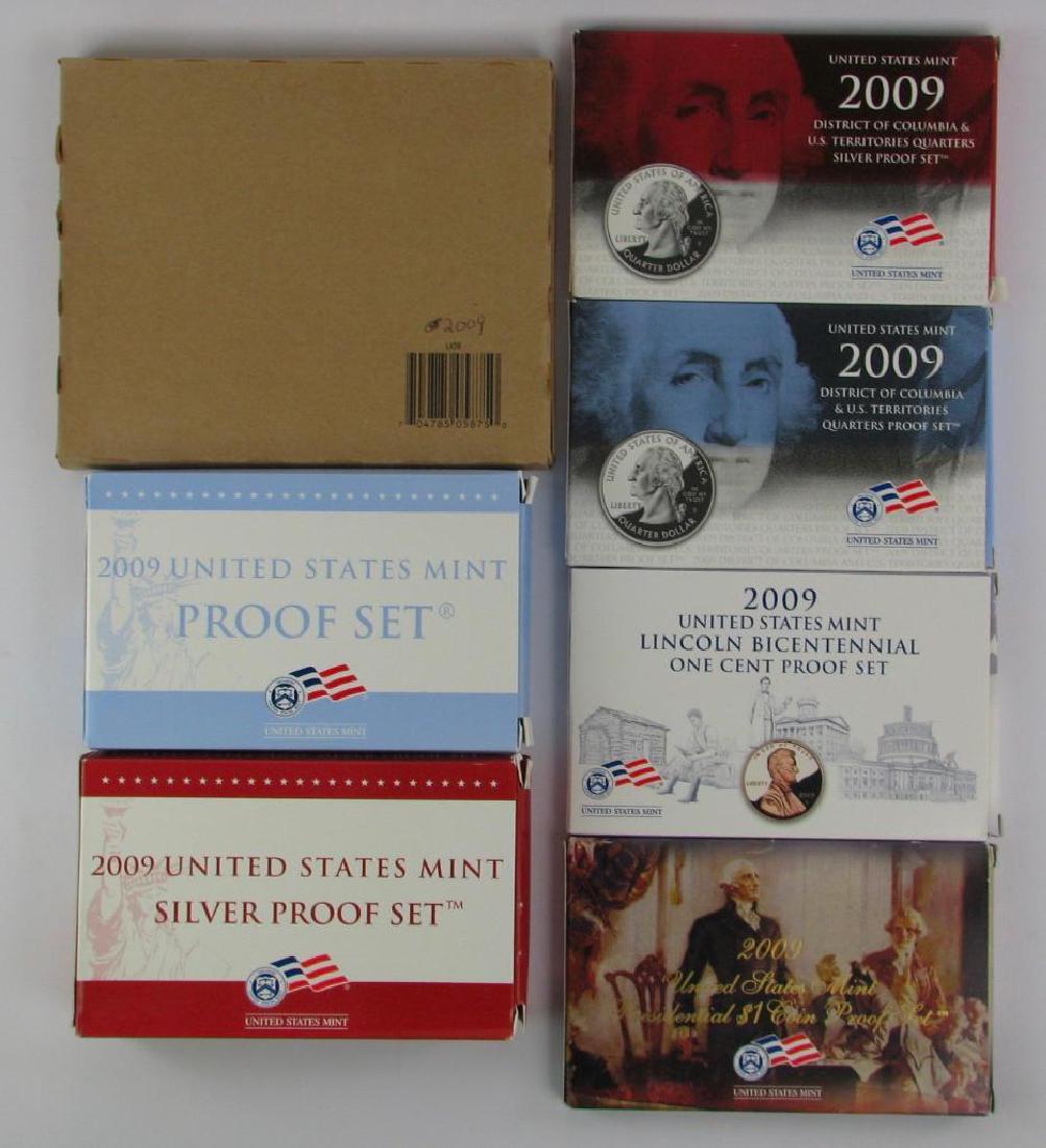 Lot of 7 : 2009 Proof Sets + Uncirculated Coin Sets (1 of 1)
