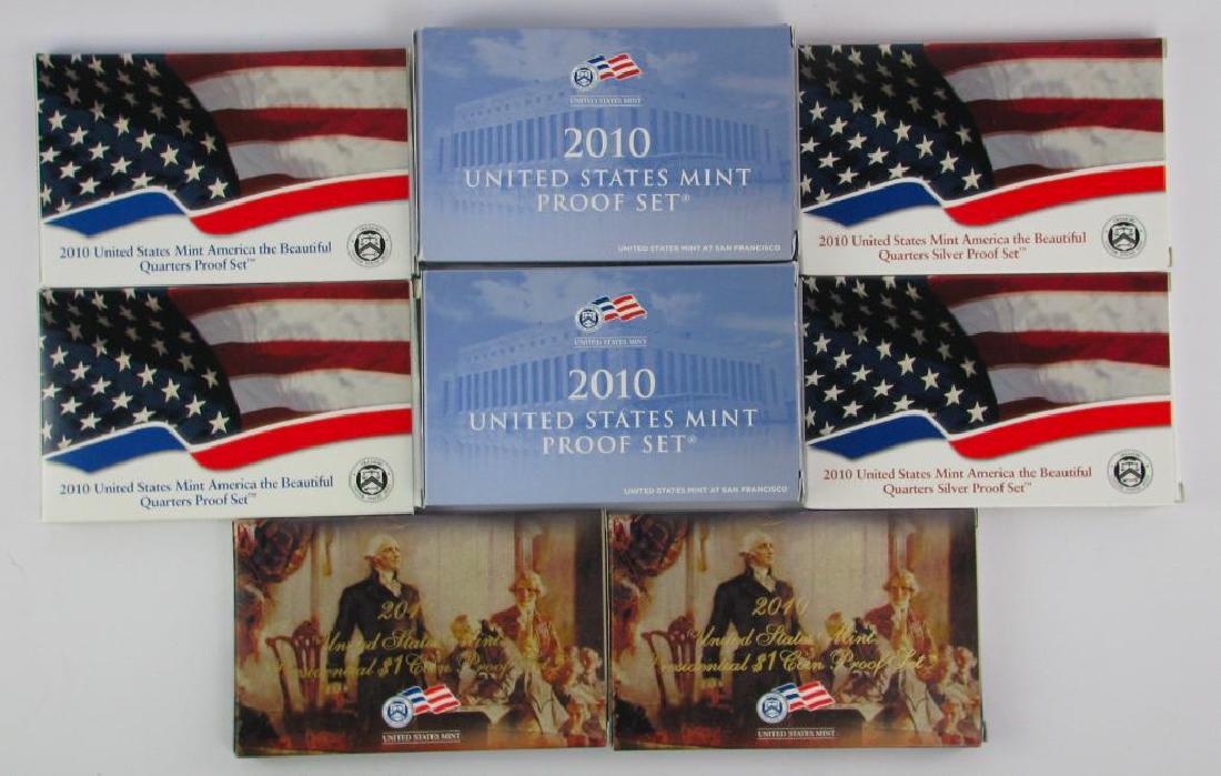 Lot of 8 : 2010 Proof Sets - Presidential $1 Coins, (1 of 1)