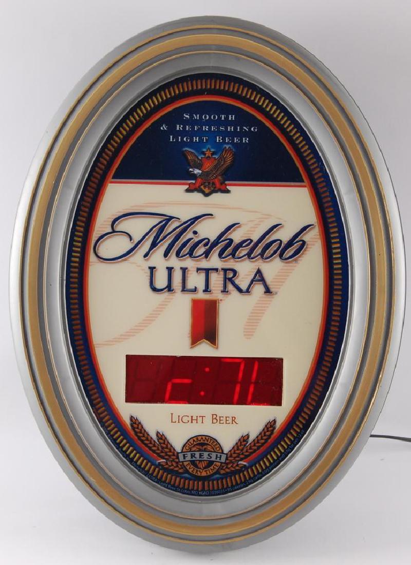 Michelob Ultra Light Up Advertising Beer Clock: Clock works but doesn't light up, 15 x 22 inches