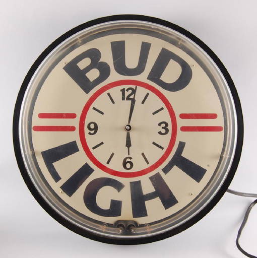 Vintage Budweiser Light Up Advertising Neon Beer Clock