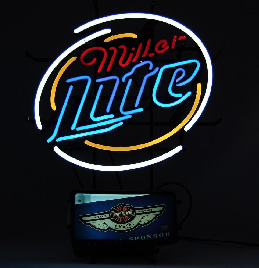 Miller Light Harley Davidson Light Up Advertising Neon (1 of 1)