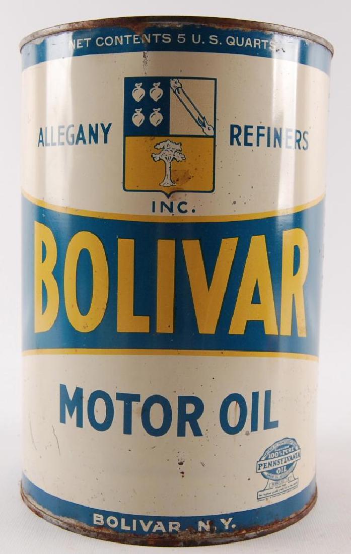 Vintage Bolivar Motor Oil Advertising 5 Quart Oil Can (1 of 5)