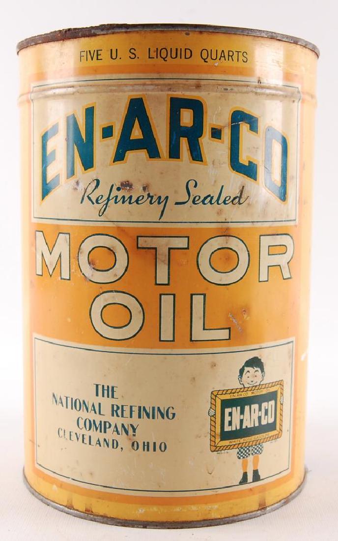 Vintage En-Ar-Co Motor Oil Advertising 5 Quart Oil Can (1 of 6)