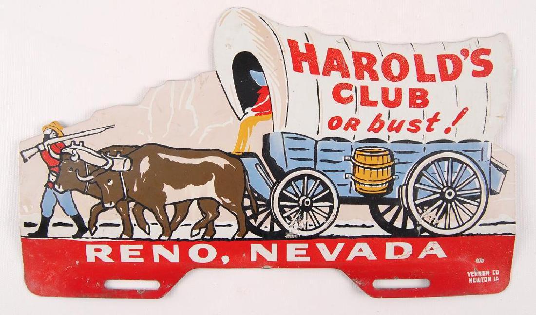 Vintage Harold's Club or Bust Reno Nevada License Plate (1 of 1)