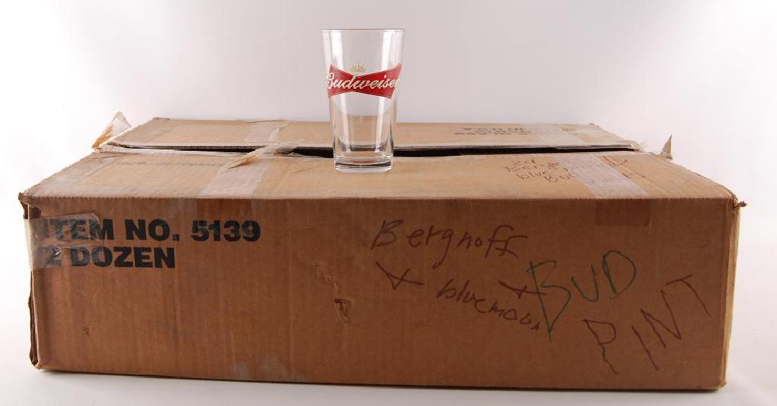 Partial Box of Budweiser Advertising Beer Glasses (1 of 2)