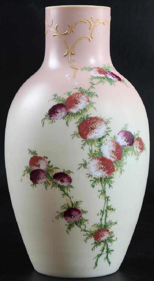 Vintage Cased Glass Hand painted Vase - Signed (1 of 4)