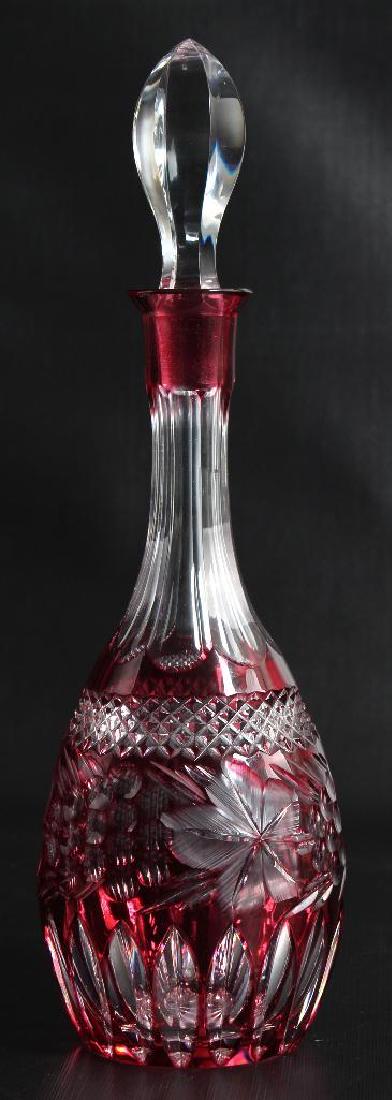 Ruby Red Cut to Clear Knittel Crystal Decanter (1 of 4)