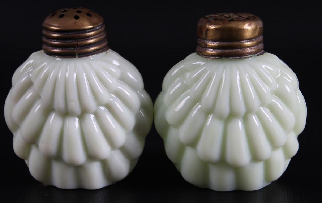 Light Green Opaque EAPG "Overlapping Shell" Salt and (1 of 4)