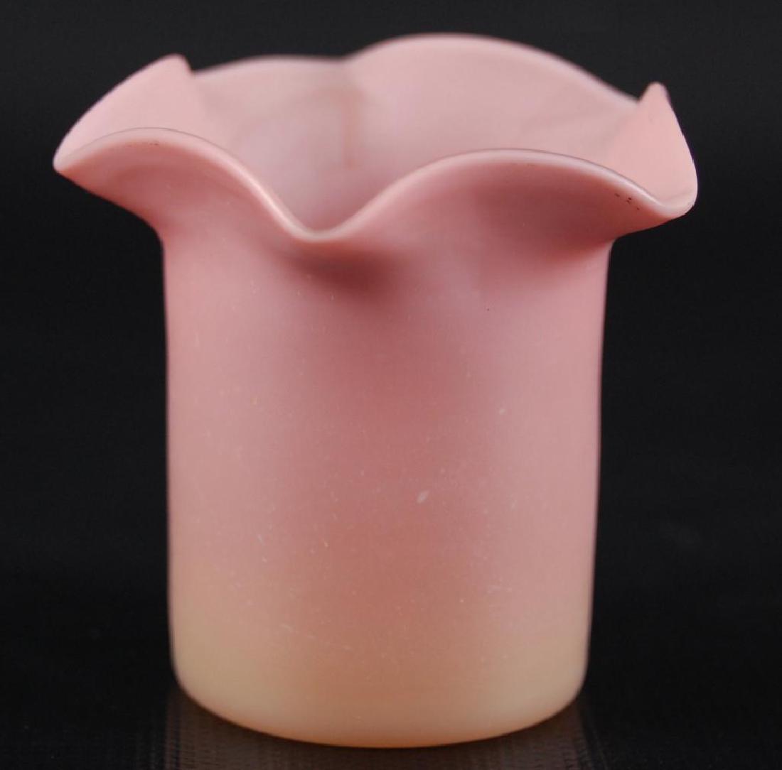 Antique Pink Satin Glass Toothpick Holder (1 of 2)