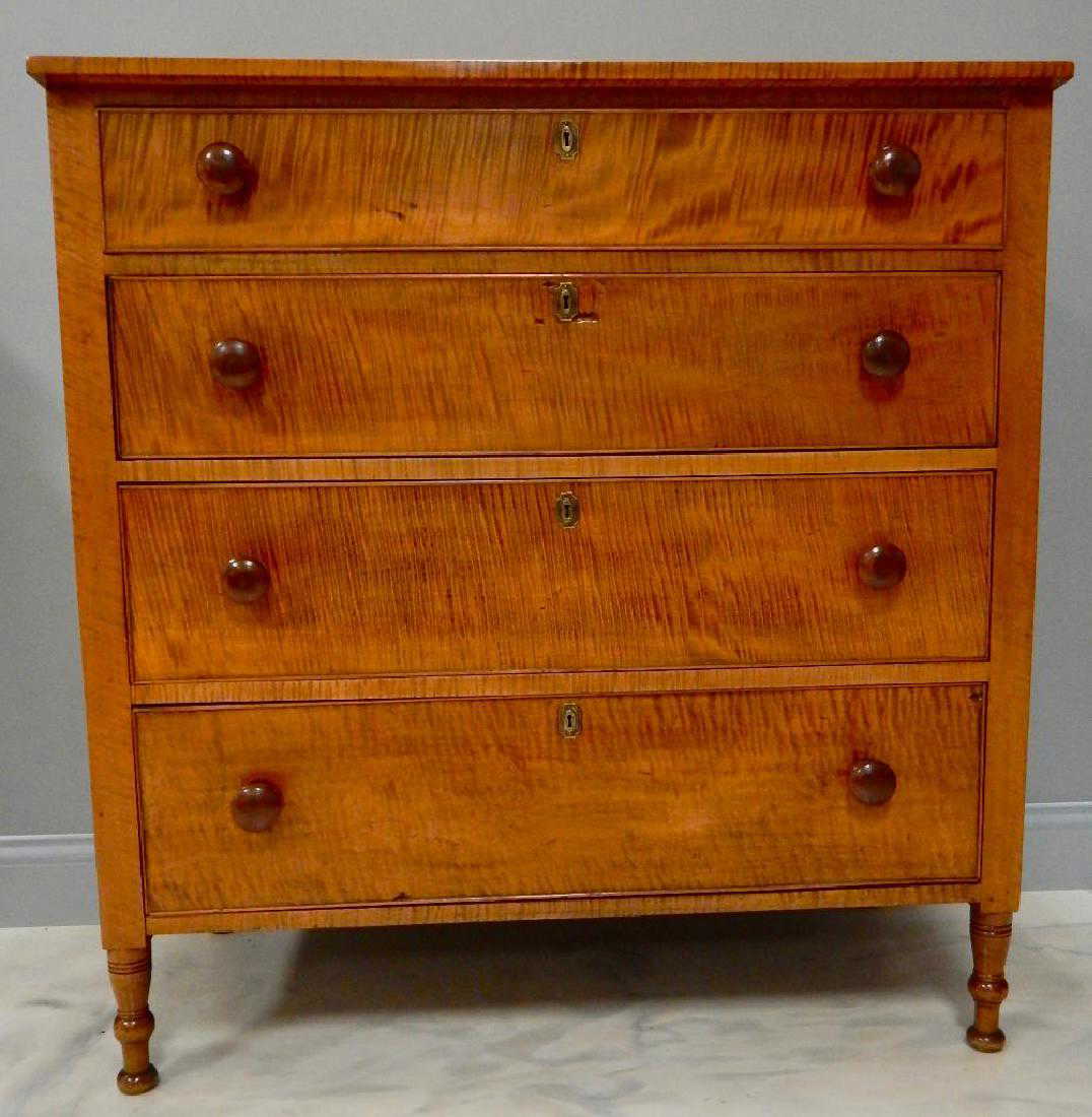 Antique Tiger Maple 4 Drawer Dresser