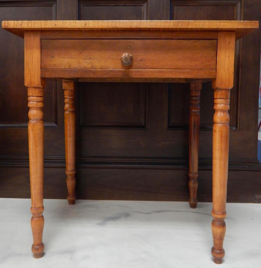 Antique Single Drawer Tiger Maple Side Table (1 of 4)